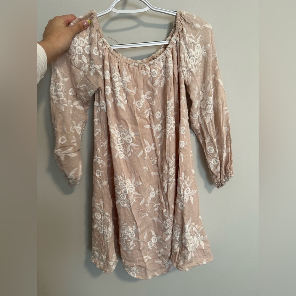 Urban Outfitters Blush Pink Off Shoulder Floral Dress